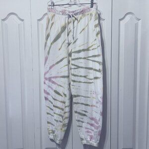 Aeropostale-Women's Tie Dye Sweat Pants-Drawstring Waist-Loose Fit-M-Pink/Green